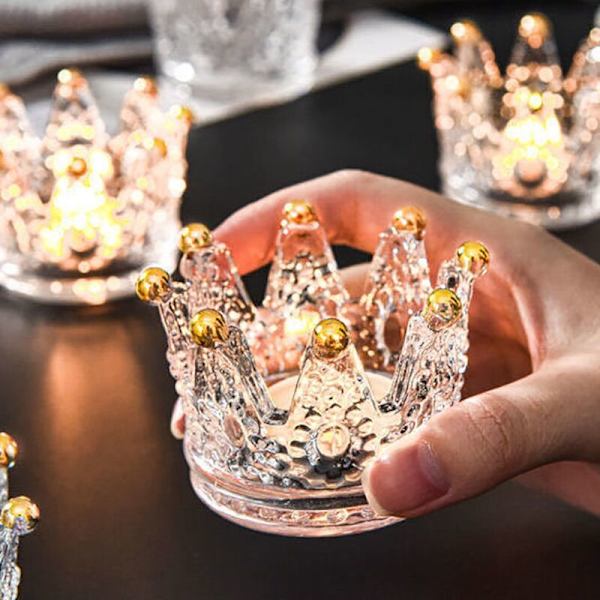 Votivljusstake Set om 6 Kronljusglas Tealight-hållare Lämplig för Bröllop, Fest och Heminredning (Guld)