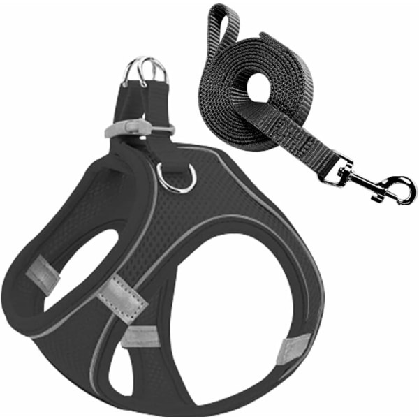 No-Tension Adjustable Reflective Dog Harness (Black XS)-