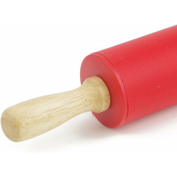Rullestift i silikone med non-stick kegleoverflade og træhåndtag