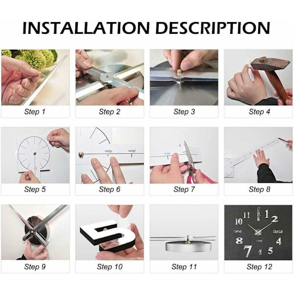 DIY 3D Väggklocka Modern Design Akryl Väggklocka Väggdekor - Silver