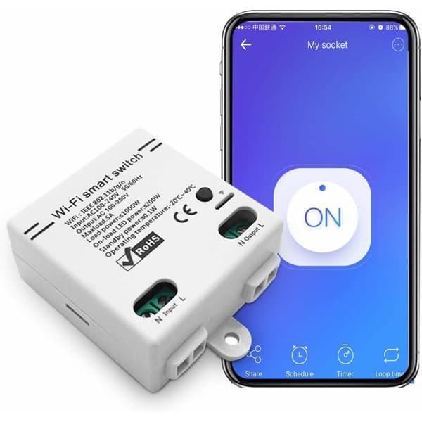 WiFi Smart Switch Intelligent Universal Wireless Remote Control Voice Control with Timer DIY Switch 2.4G WiFi Remote Switches Compatible with Alexa,