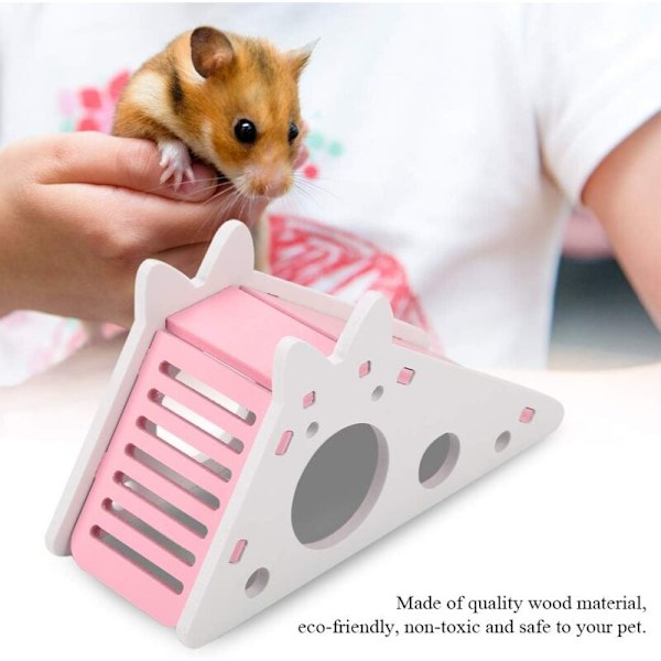 Hamstertrappa, Hamsterhus Djurmontering Vila Bo Hamsterklättringsleksaker Trä (Rosa)