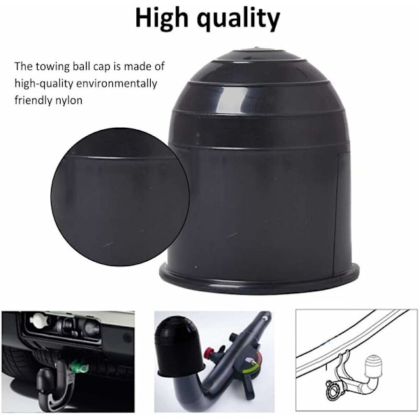 2 st svarta dragkuleöverdrag, universal 50 mm husvagnsdragkuleöverdrag, perfekt plast släpvagnsdragkuleöverdrag för lastbilssläp (plast)