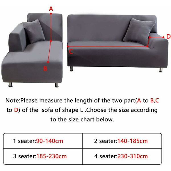 Stretch hörn soffa överdrag, L-formad soffa överdrag, universell soffa överdrag (3-sits + 2-sits, svart)