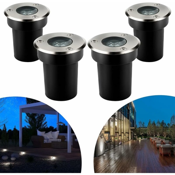 4 st 1W LED Infällda strålkastare Utomhus Rund LED Neutral Vit Stigen Belysning Trädgård Infälld Belysning för Gångväg Däck Uteplats Trädgård Landskap-