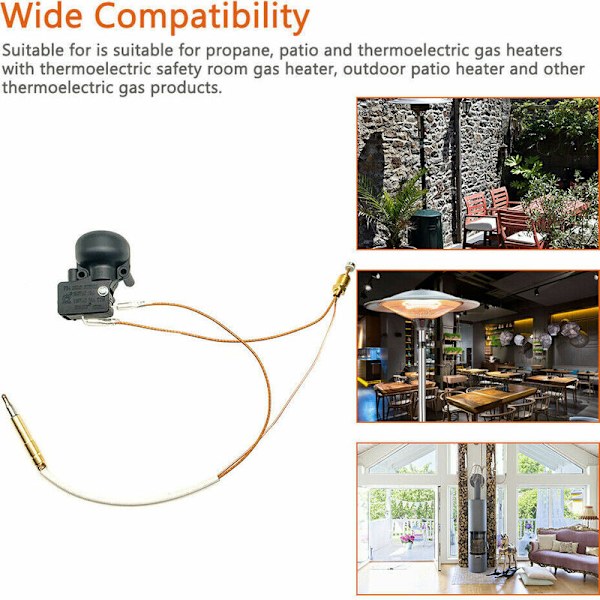 Termoelement og vippebryter for terrassevarmer, propangassvarmer, avlastningsbryter, utendørs gassvarmer reparasjonssett for terrassevarmer