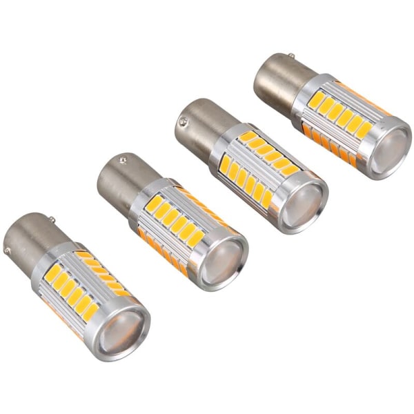 4 stk. 1156Py Bau15S Py21W Led 33 Smd Bil Baglygte Blink Brems Baklygte Signalpære Y
