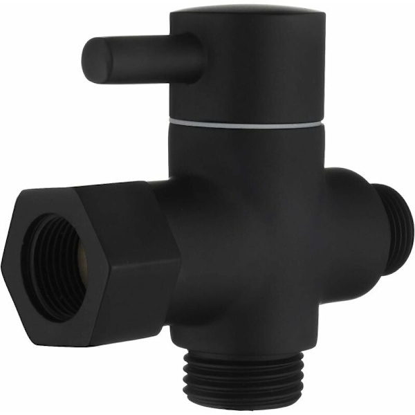 3-vejs afledningsventil i messing med lukkeventil 3/8\"-1/2\" adapter til toiletvandsledning, sort