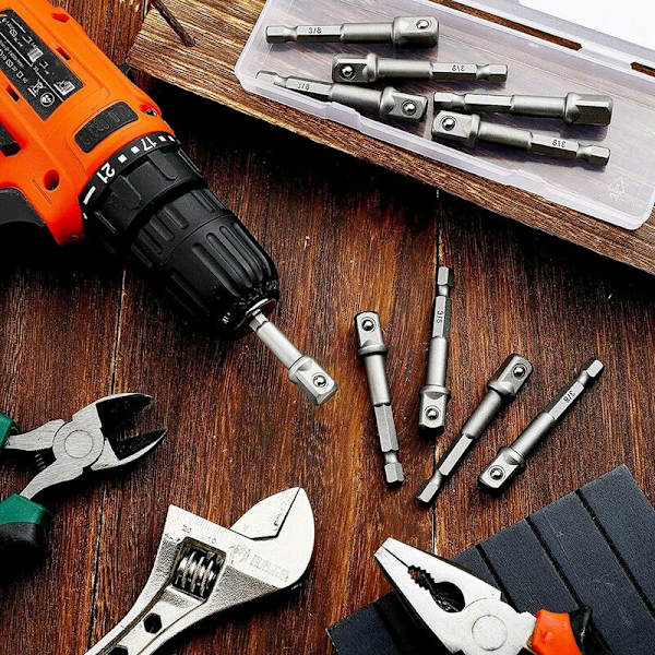 10 stk 3/8 tommers slagadapter firkantet sokkeladapter 10 mm sekskant slagadapter for bor, forlengelsesadapter skrutrekkerbits