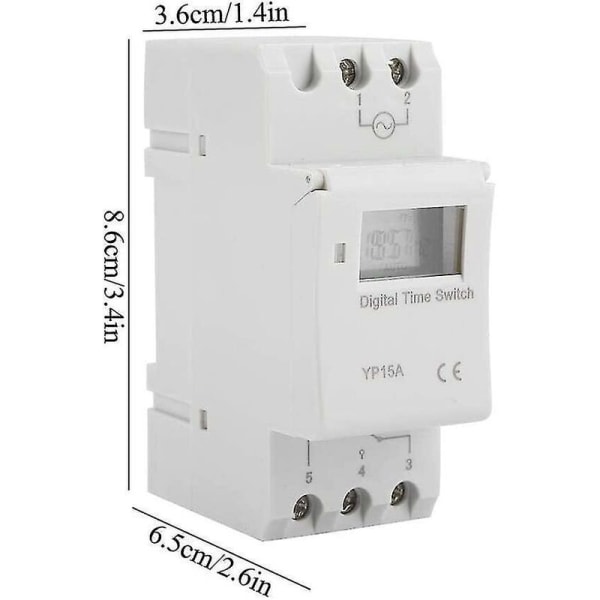 15A Din-skinne programmerbar switch med digital LCD programmerbar timerrelæ (AC220V)