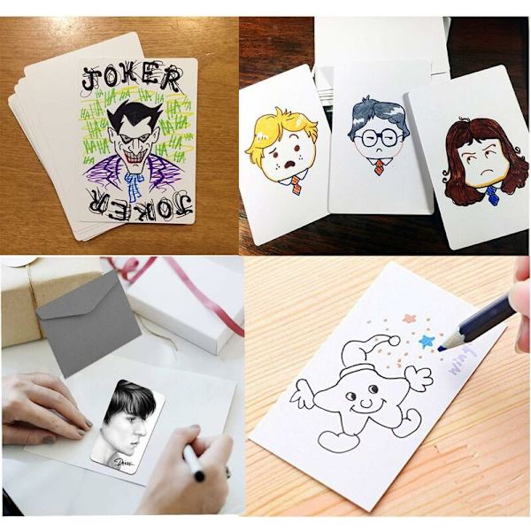 Tomma kort, 200 st vita minneskort, DIY graffitikort, för hem och kontor (vita, 9 x 5 cm)-
