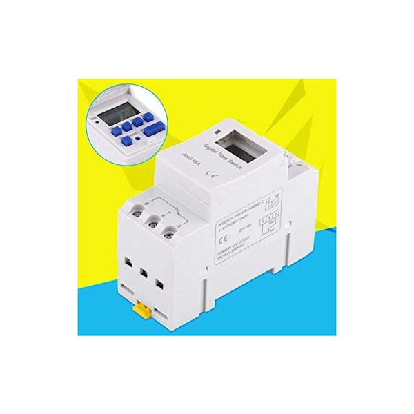 Programmerbar Digital Timer, Digital Elektronisk Timer, Astro Digital Dagsafbryder, 220V Type, AHC15A, Digital Timer med Batteri, Hvid