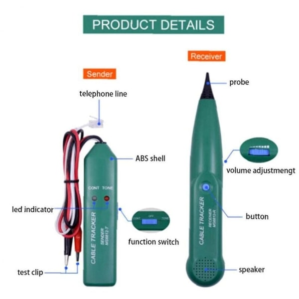 Multifunksjonell trådtjener, kabeldetektor, MS6812 robotgressklipper kabeldetektor, LAN nettverkskabel nettverkskabel linjetester, robotgressklipper w