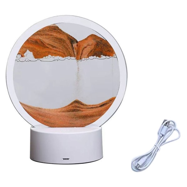 RGB LED Sand Landscape Lamp Moving Sand Art Night Light with 7 Color Hourglass Light 3D Deep Sea Display Decoration Orange