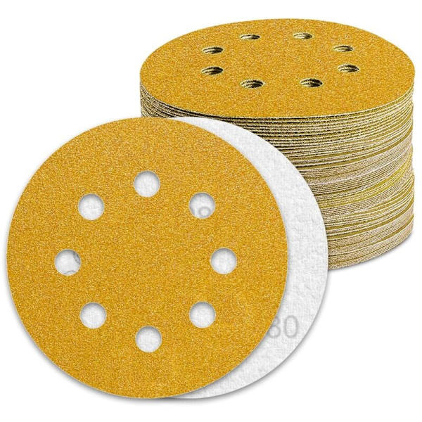 Slibeskive 125mm Korn 80 Sandpapir 100stk Slibeskiver til Excentersliber Sandpapir
