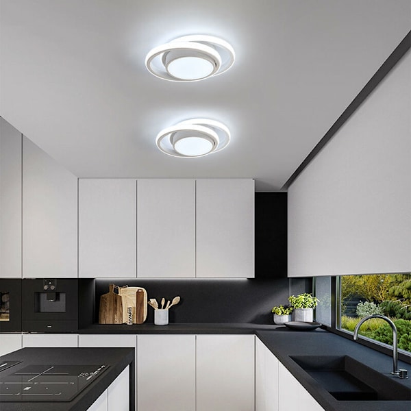 LED-loftslampe, rund loftslampe 32W 2500lm, moderne loftslampe til entre, soveværelse, køkken, stue, køligt hvidt 6000K, længde 34c