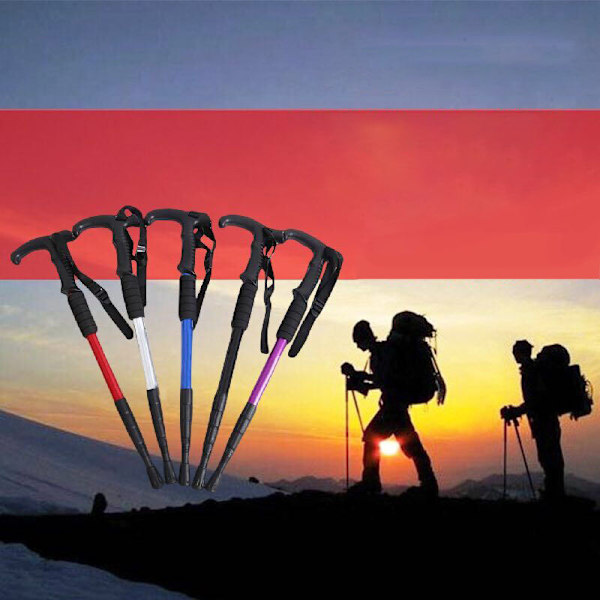 Trekking Pole Vandrestave Gåstave Trekkingstave Multi-Funktion Foldbar Skovl, Skistav Aluminiumlegering Udendørs Vandring Camping Tilbehør(Guld
