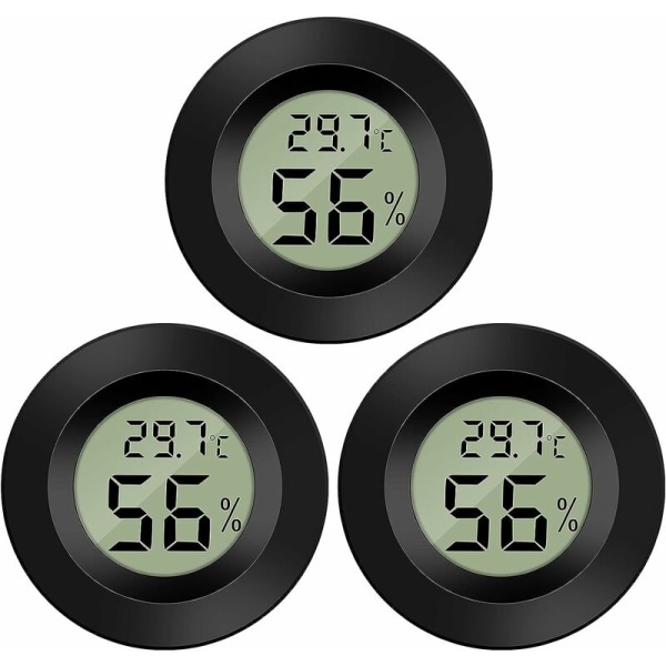 Mini digitalt LCD termometer hygrometer, termometer, bærbar termo hygrometer indikator, temperatur fuktighet -50~70 ℃ 20%~99% RF Guazhuni (3 STK)