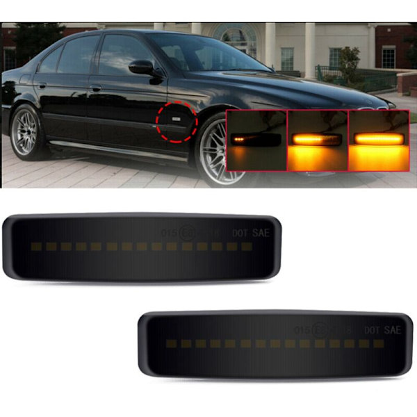 LED Side Marker Lys Dynamisk Blinklys Ryget Til- E39 5ER 1995-2003