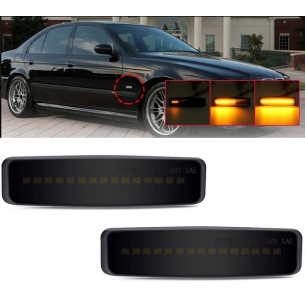 LED-sidomarkeringsljus dynamisk blinkers rökt för E39 5ER 1995-2003