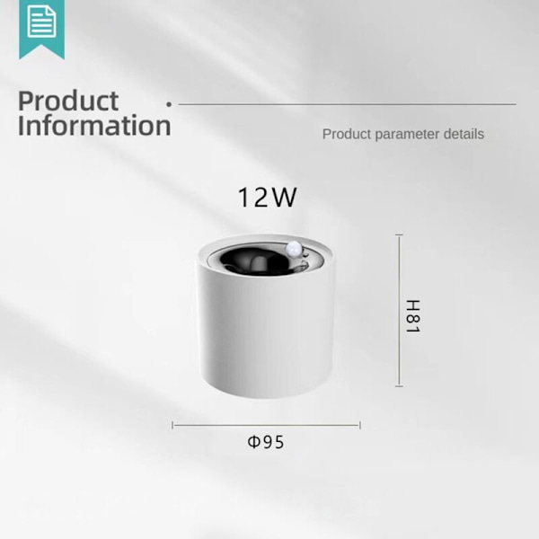 Menneskekropp induksjon spotlight taksensor lyslampe romoverflate installert 12W COB downlight belysning 3500K