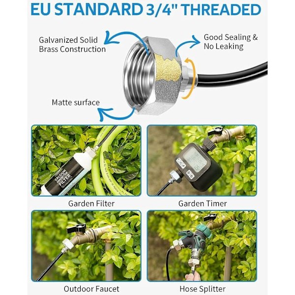 Utomhusdimma, 8M terrassdimma med 7 dimmunstycken + 2 ersättningsmunstycken + 1 adapter (mässing, 3/4\") Dimma för uteplats trädgård växthus T