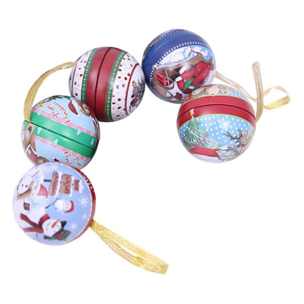 Plåtburk Godisboll Hänge, Presentask, Prydnadssak, , Julgodisburk, Juldekoration, Julgransprydnader