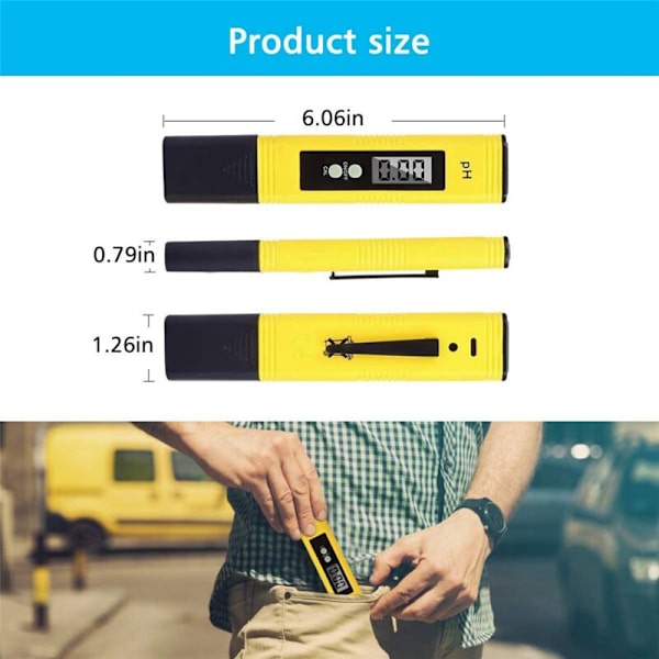 2x Digital pH-mätare Tester 0,01 pH Kvalitetstest L' för Kök, Akvarium, Pool, Laboratorium