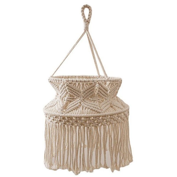Håndstrikket Lampeklokke, Loftlampe Skærm, Boho Makramé Lampeklokke Lanterne til Stue Soveværelse Dekoration