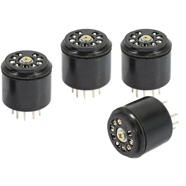 4X 9-bens Bakelite Vakuumrørstikkontaktbeskytterbase til 12AX7 12AU7 ECC82 ECC83 forstærkere, 4 stk.