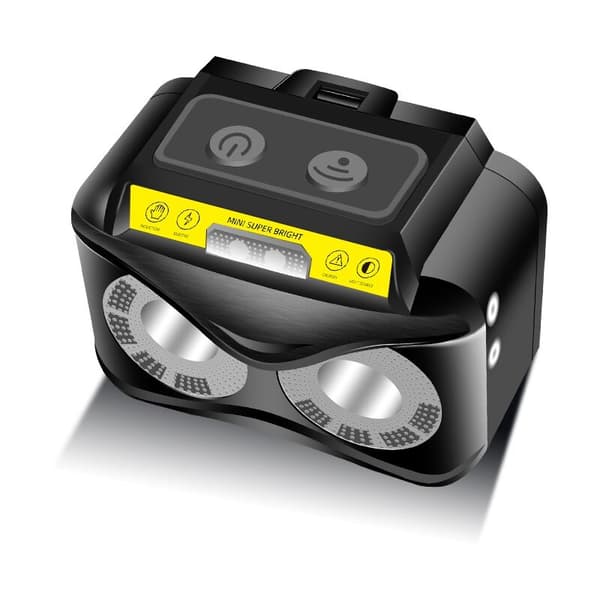 XPG+COB Gult Lys Multifunksjonell Hodelykt Sensor Hodelykt USB Lading Hodelykt Belysning