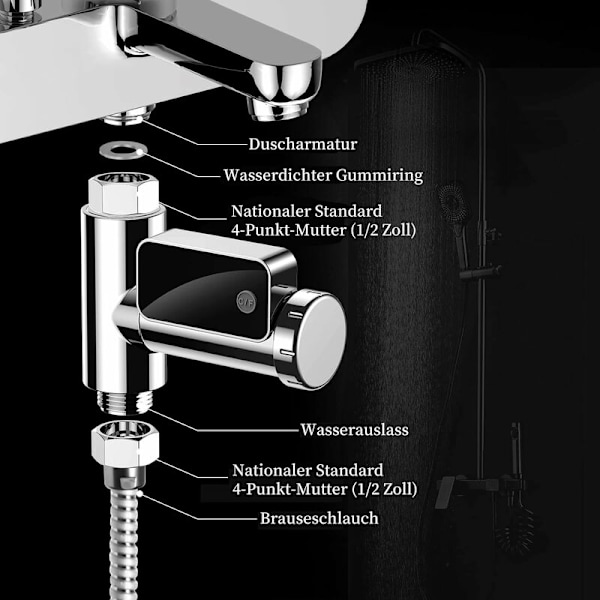 Duschtermometer, Babybadtermometer, LED-digital duschtemperaturdisplay, Celsius/Fahrenheit-display, 360° roterande skärm HIASDFLS