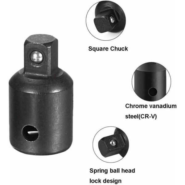 4 kpl räikkäadapteria Cr-V iskupistoolihylsyavain 1/4\" 3/8\" 1/2\" muuntaja käyttövoiman pienentäjä pneumaattinen iskupistooli työkalut
