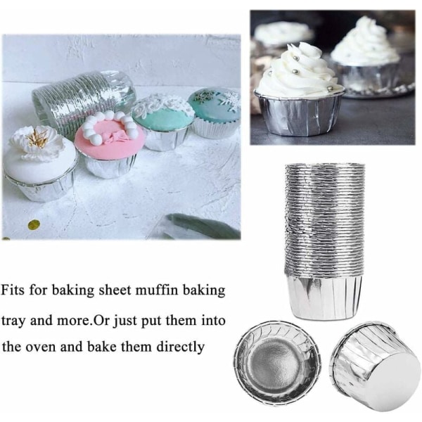 50 stk aluminiumsfolie bakebokser, cupcakeformer, minicupcakeformer, cupcake- og muffinsformer til bryllup, fester og andre temafester