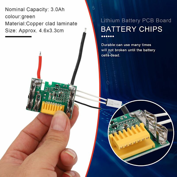 Deler av PCB-kretsmodulbrett, Ionbeskyttelse for erstatningsbatteri PCB Ionbatteri 18V PCB-brett for 18V Bl1830 Bl1840 Bl1850