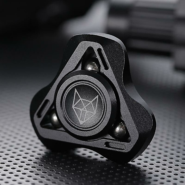 Fox Fidget Spinner EDC Metal Stress Reliever Legetøj Trekantet Aluminium Legering Håndspinner Lindrer Angst Dekompression Legetøj Sort