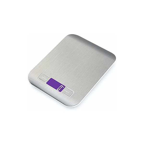 LCD-skärm Digital Vågskala för Rostfritt Stål Kök, 5kg / 11lbs Multifunktionell Matbalans, Kök Vikt, Silverfärg