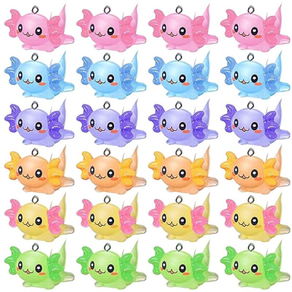 24 stk. dyre charms axolotl harpiks charms til fremstilling af små harpiks dyr miniature harpiks figurer axolotl ornament