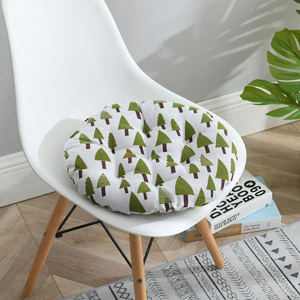 Runda sittdyna 40x40 cm, inomhus utomhus soffa stolsdyna, skogsträd