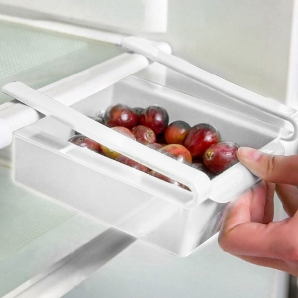 Skyve fryser kjøleskap plassbesparende oppbevaringsboks arrangør holder hyllehylle Nytt.hvit