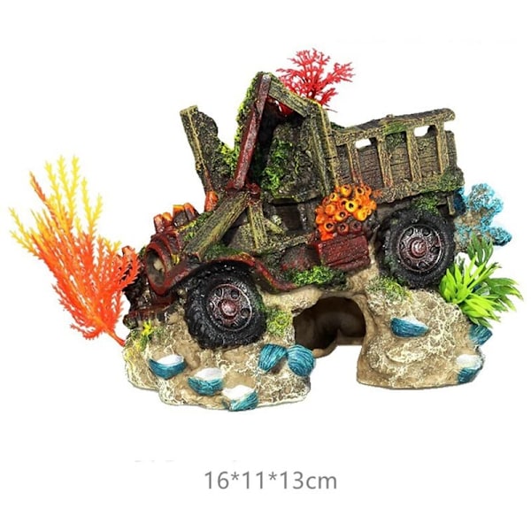 Akvarium Skall Lastbil Vrak Korallrev Dekorasjon Ornamenter Fisk Reker Ly Shelter Fiskedam Landskapsdesign Dekor