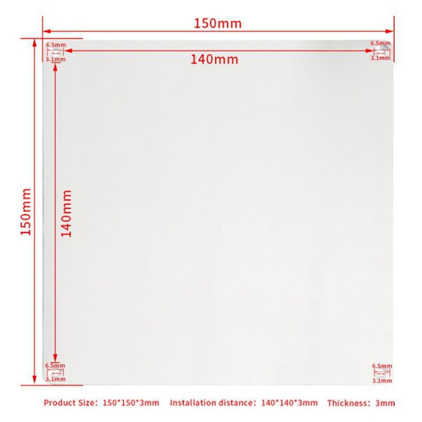 12V 150X150MM Uppvärmd Säng Varm Säng Aluminiumunderlag för MK3/MK2A Plattform Nät 3D-skrivardelar DIY