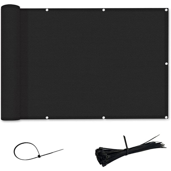Parvekkeen yksityisyyden suoja ja auringonsuoja HDPE - UV-kestävä, repeämäkestävä/sauman naarmuuntumaton (0,9x3m, musta)
