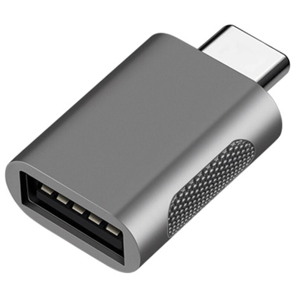 USB C till USB-adapter 2-pack, Typ C hane till USB 3.0 OTG-adapterkonverterare för bärbara datorer, laddare och mer, grå
