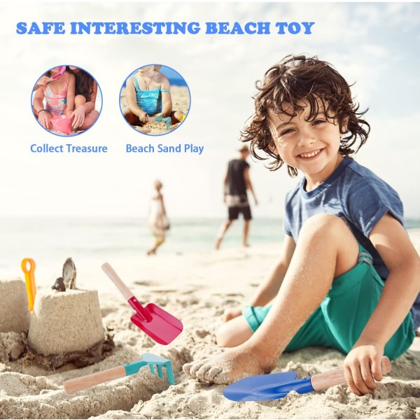 Strandleksaker för barn Strandredskap, 6st Sandleksaker Set Trädgårdsredskap för barn Trädgårdsredskap med robust trähandtag