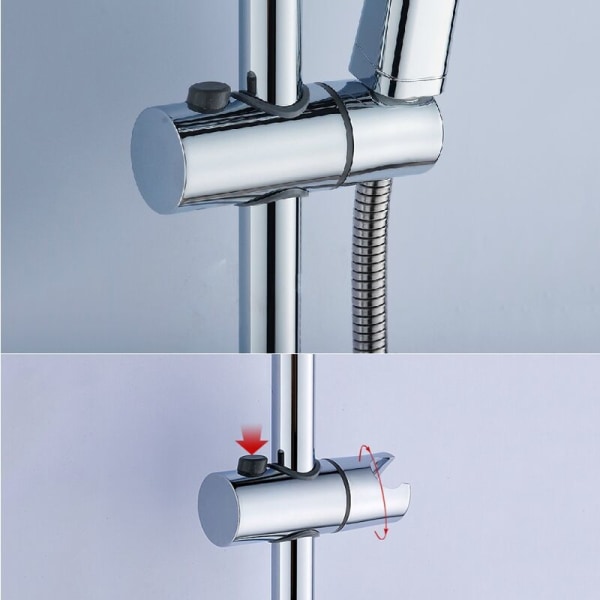 Bruseholder, 22MM Justerbar Diameter, Krom + ABS Design Håndbruserholder, Enkel Installation, Velegnet til Brusebar