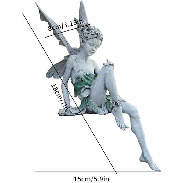 Havefigur til haven, Dekorativ statue, Fe-statue, Fe-havefigur Fe-pynt Stor statue Harpikshåndværk Studiedekoration Have Stue Hvid