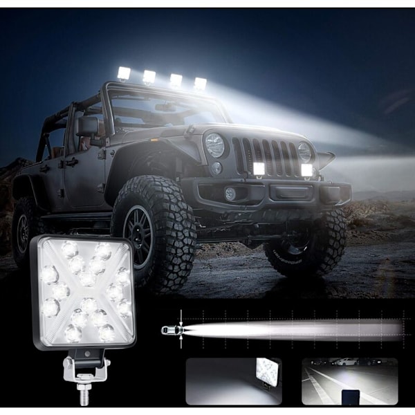 1 Par LED Traktor Arbejdslys 48W 8000LM 6000K LED Forlygte 4x4 IP67 Ekstra LED Lys Motorcykel Kvadratisk 8D Linse