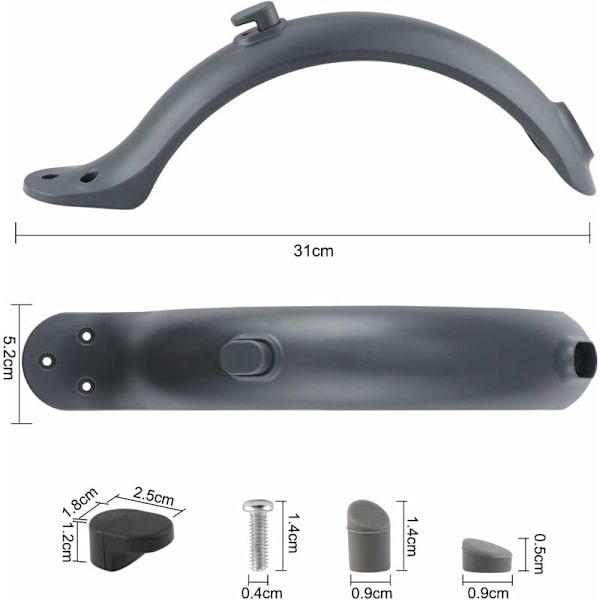 Bakskärm för Xiaomi M365/M365 Pro Scooter med Skruvar och Skruvlock - Fei Yu
