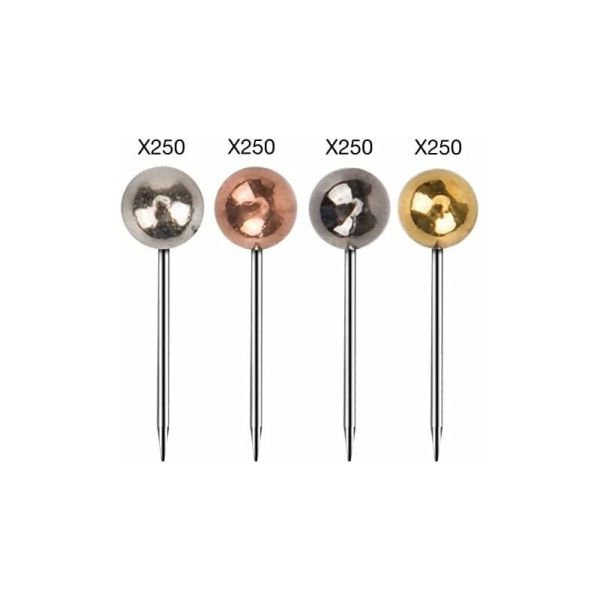 1000 stk. trykknapper med kartnålhode, trykknapper for kart, trykknapper med rund metallhode, 1/8\"